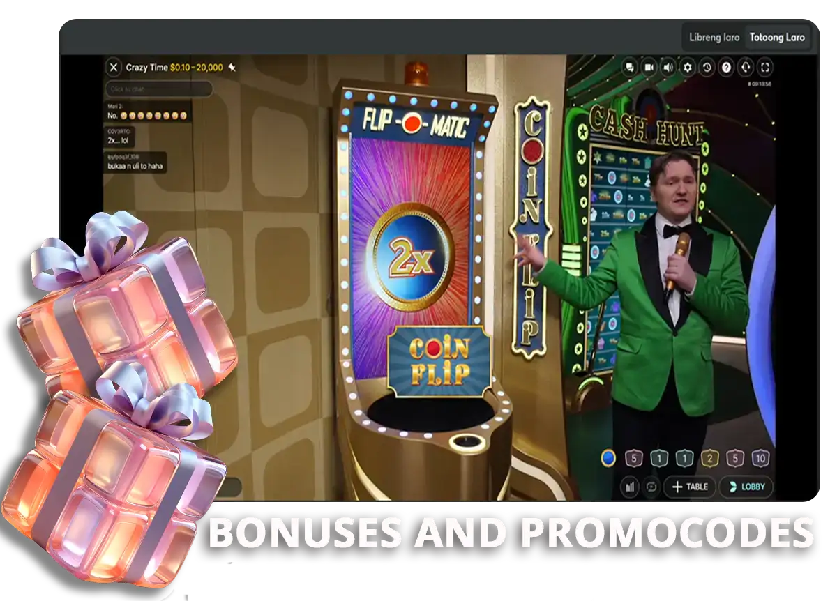 Crazy Time Bonuses and Promocodes